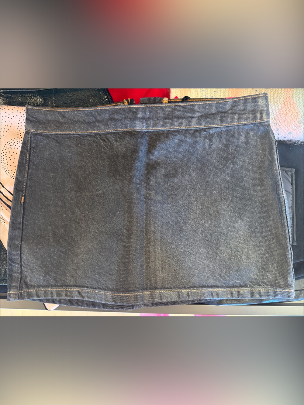 Mango Dark Gray Denim Mini Skirt